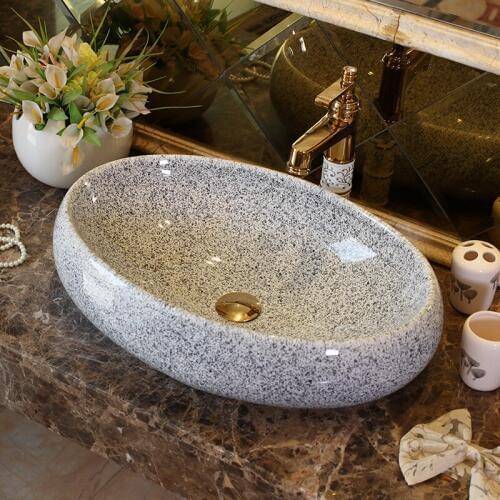 Europe Vintage Ceramic Art Basin Sink Counter Top Wash Basin Bathroom Vessel Sinks vanities fashionable washing basin oval