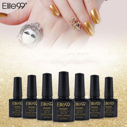 Elite99 10ml Metallic Color Nail Gel Polish Varnish Lacquer Painting Drawing Gold Silver Mirror Glitter UV Gel Manicure