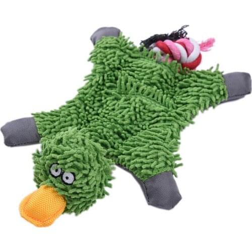 Pet Dog Squeaky Toy Durable Cute Papa Duck Making Sound Plush Dog Puppy Chew Toys Training Teething Toys for Small Medium Dogs