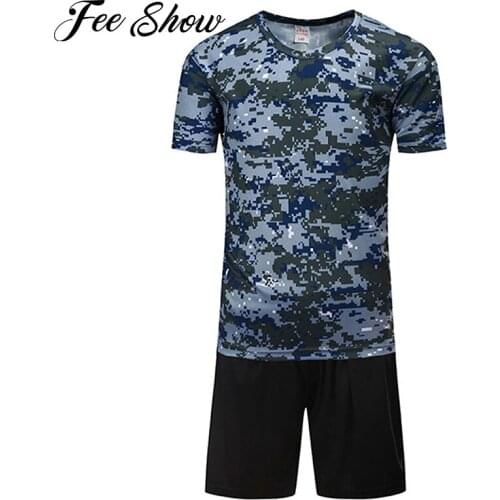 2Pcs Kids Boys Girls Student Workout Training Exercise Sets Summer Breathable Sport Suit Camouflage Print T-shirt Shorts Outfits