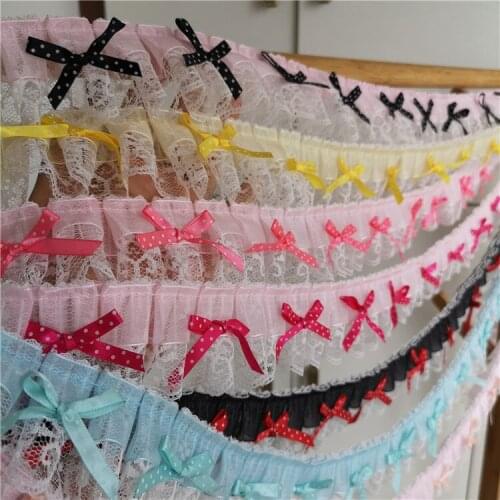 Handmade bowknot Loli series bow skirt lace with wild doll clothing lace trim accessories
