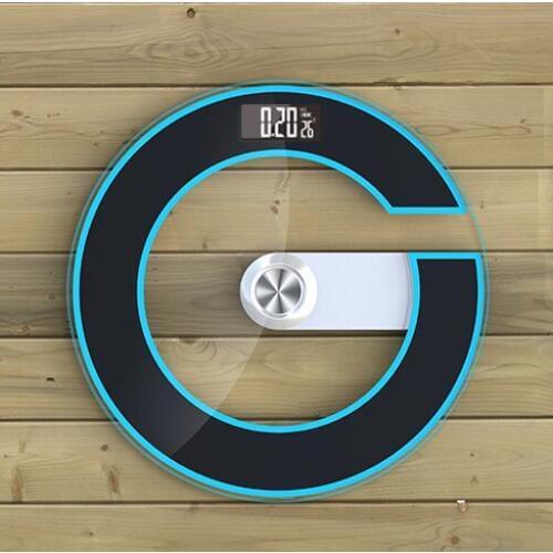 Hot 2018 Large Size Bathroom Scale Tempered Glass Electronic Floor Scales Round Black Green Temperature Power Display LED Night