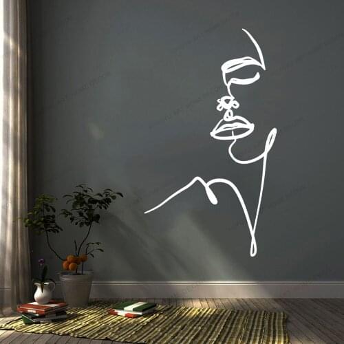 Face Line Draw Art Wall Sticker For Home Decor Living Room Fashion Wall Decals Valentines Removable Murals Wallpoof CX1530