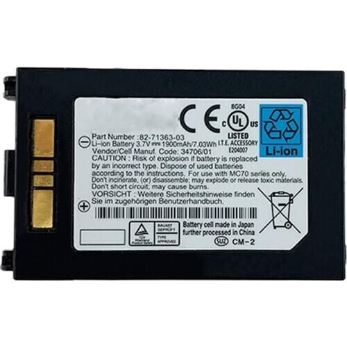 For Symbol MC7004 MC7090 MC7094 Barcode Scanner Replacement Battery 82-71363-01 82-71363-02 3.7V 1900mAh Li-Ion Battery