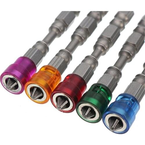 5Pcs S2 Alloy PH2 Phillips Single Head Magnetic Screwdriver Bits Anti-Slip 1/4 Inch Hex Shank Drywall Electric Screwdriver Set