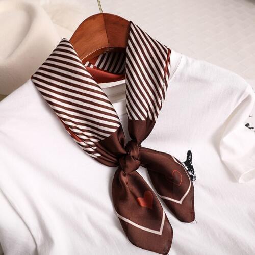 Fashion Silk Scarf Decorative Bag Printing Stripe pattern Female Scarf Headscarf Small square Scarf Decorative gift