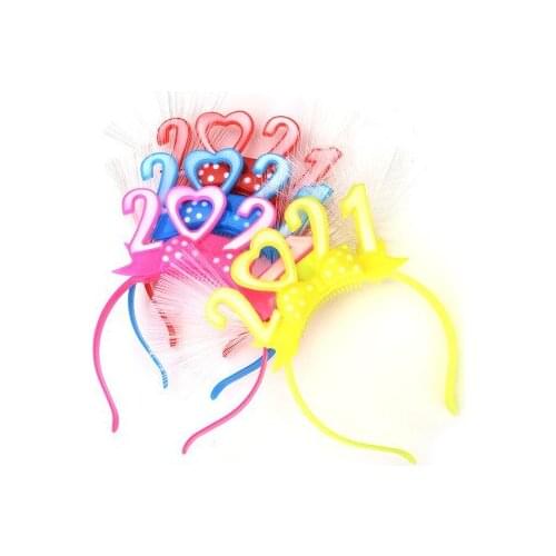 The new new year LED2021 optical fiber headband Christmas party supplies hair accessories luminous toys foreign trade sales