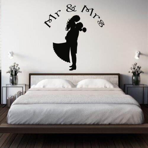 Mr And Mrs Hugging Couple Sticker Decal Wedding Sticker Wedding Hall Wall Art Decoration A00586