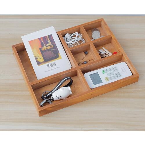 Retro Wooden Storage Trays Creative Multi-grid Desktop Grocery Home Furnishing Multifunction Jewelry Flowerpot Plant Bamboo Tray