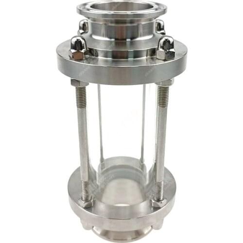 Sanitary 1.5inch (50.5mOD) Tri Clamp Flow Sight Glass Ferrule Ends Diopter Fit 38mm Pipe OD SUS 304 Stainless Steel Fitting