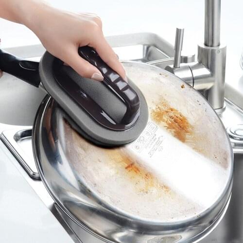 Kitchen With Handle Cleaning Decontamination Washing Pot Bottom Black Scale Sponge Brush Rust Removal Dishwashing Magic Wipe