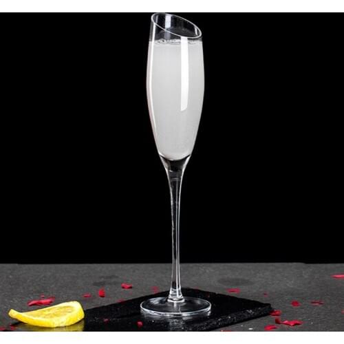 Special Oblique Crystal Cup Creative Oblique Champagne Glass Cocktail Glass Lead-Free Glass Sparkling Wine Glass Sweet Wine