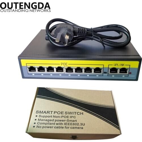 Standard IEEE802.3af 8 poe switch 9 port rj45 48v for poe wireless AP/poe ip camera etc
