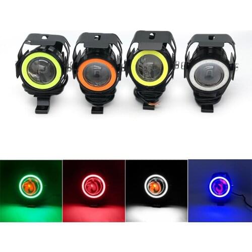 LED Motorcycle Angel Eyes Headlight DRL U7 mini Fog Spotlights Auxiliary Bright LED Bicycle Lamp Accessories Car Work Fog Light