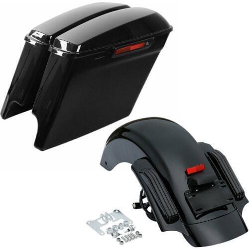 Motorcycle 5" Extended Saddlebags Rear Fender System For Harley Touring Road King Street Gilde Electra Glide 2014-2020