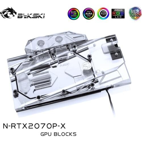Bykski Water Block use for NVIDIA RTX2070 Founder Edition PCB / Full Cover Copper Radiator Block/3PIN 5V RGB / 4PIN 12V RGB