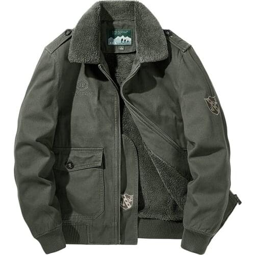 Military Thicken Fleece Jacket Mens Winter Casual Retro Jacket Coat Pilot Cargo Cotton Windbreaker Parka Man Bomber Jacket 5XL