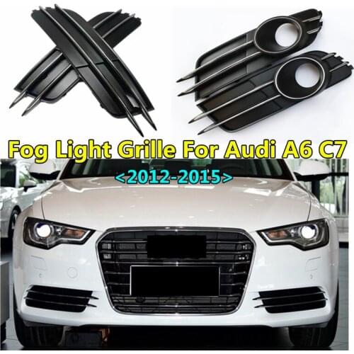 WL 2pcs Car Front Lower Bumper Fog Light Grille For Audi A6 C7 2012 2013 2014 2015 Modified Acc Foglamp Grills 4G0807682/681