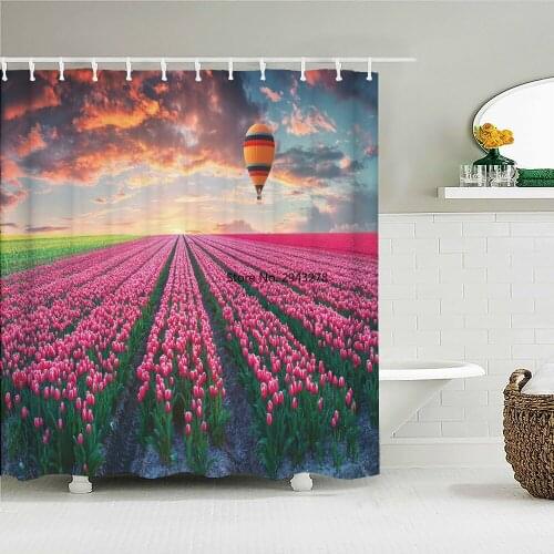 Rural Nature Scenery Shower Curtains Bathroom Polyester Waterproof Shower Curtain lavender Printing Curtains for Bathroom Shower