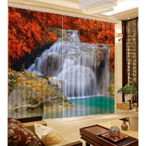 Bed Room Living Room Office Hotel Cortinas Classic Home Decor 3D Curtain Maple Falls Curtain Fabric 3D bathroom Shower Curtain