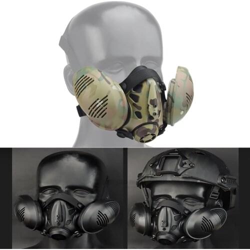 Protective Tactical Respirator Mask FAST Helmet Half Face Gas Mask for Military Paintball Airsoft Hunting CS Ant Men Modeling