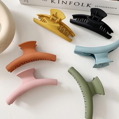 Women Color Matte Head Grab Clip Girl Shower Hair Clips Vintage Hair Claw