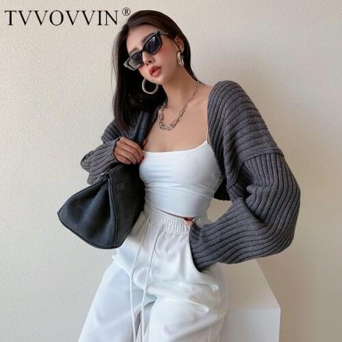 TVVOVVIN Street Beat Bat Sleeve Shawl Cardigan Womens Short Knitted Long Sleeve Sweater Tops Womens A97K