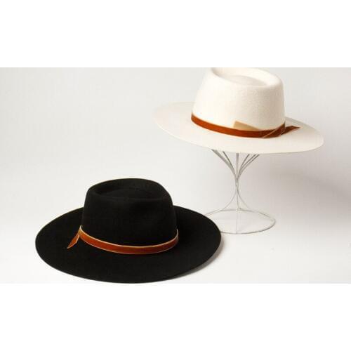 01908-hh8165 wool formal Velvet ribbon fedoras hat men women leisure panama jazz hat