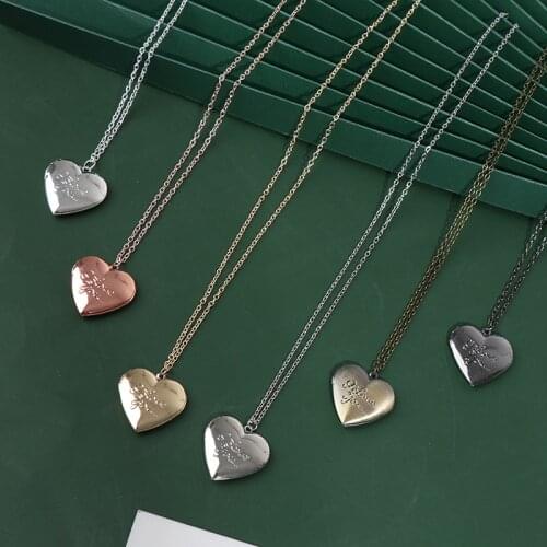 1 Pc Love Heart-Shaped Locket Pendants Openable Photo Frame Glossy Family Picture Necklace