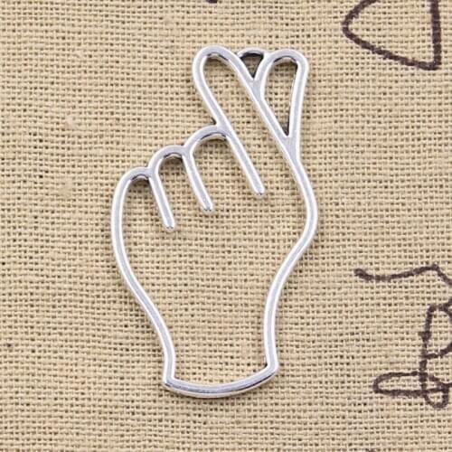 10pcs Charms Palm Heart I Love You 42x24mm Antique Silver Color Pendants DIY Crafts Making Findings Handmade Tibetan Jewelry