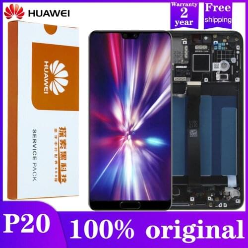 100% Original 5.8" LCD With Frame For Huawei P20 EML-L09 EML-L22 EML-L29 LCD Display Touch Screen Digitizer Assembly Replace