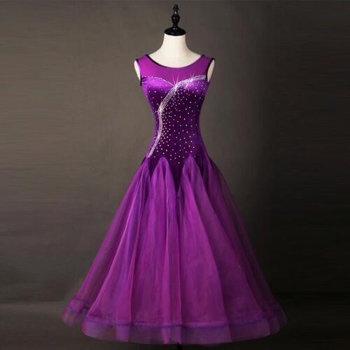 2017 Sleeveless modern dance dress high-grade diamond-studded ballroom dance competition dress waltz performance dresses