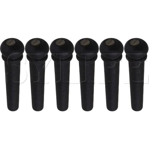 6 Acoustic Guitar EBONY Bridge Pins With PEARL Shell Dot