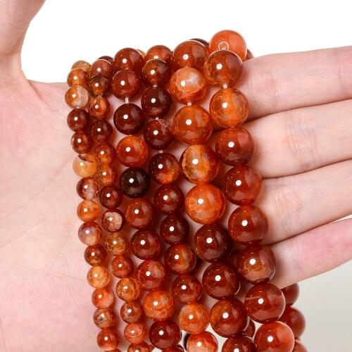 Red Natural Agates Onyx Beads Round Stone Beads for Jewelry Making Bulk DIY Bracelet Necklace Charm 4/6/8/10/12 MM Wholesale
