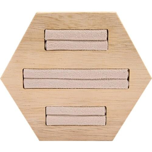 Wooden Hexagon Ring Display Stand Rings Storage Rack Jewelry Holder Tray Organizer Jewelry Display Tray Gifts