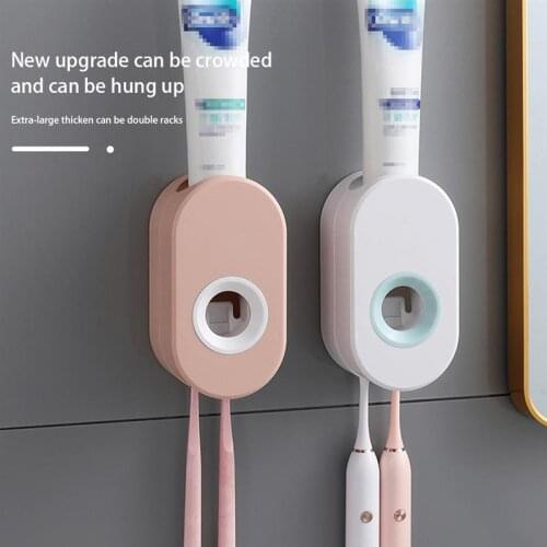 Toothpaste Dispenser Automatic Toothpaste Squeezer Bathroom Wall Mounted Toothbrush Holder Hanger