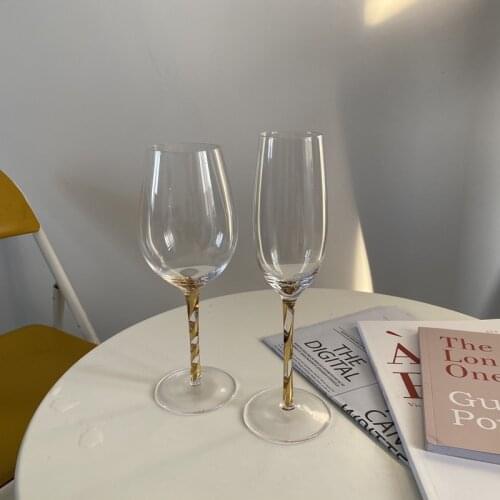 Europe Wine Glass Crystal Glass Goblet Great Capacity Golden Rod Red Wine Cup Champagne Glasses Bar Home Decor Drinking Ware