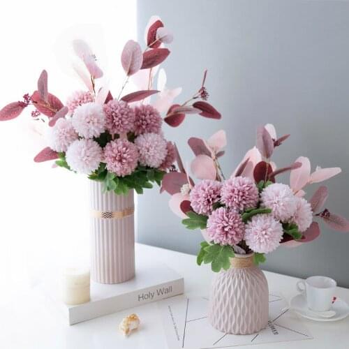 European Morandi Vase Simulation Floral Elegant Fake Bouquet Set Ceramic Ornaments Home Livingroom Coffee Table Decoration Craft