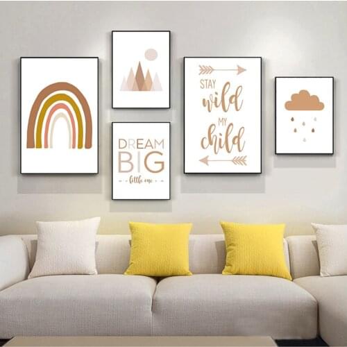 Painting Nordic Kid Baby Room Decor Abstract Rainbow Nursery Quotes Children Canvas Art Print Minimalist Wall Picture