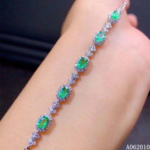 KJJEAXCMY fine jewelry 925 sterling silver inlaid natural emerald luxury girl new hand bracelet support test hot selling
