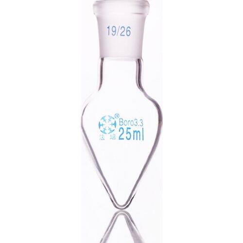 Pear-shaped flask,Capacity 25ml,Joint 19/26,Heart-shaped flasks,Coarse heart-shaped grinding bottles