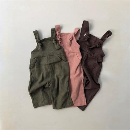 1-6T Toddler Kids Bagy Girl Clothes Elegant Casual Sleeveless Romper Cute Cotton Plain Jumpsuit Pockets Summer Outfits