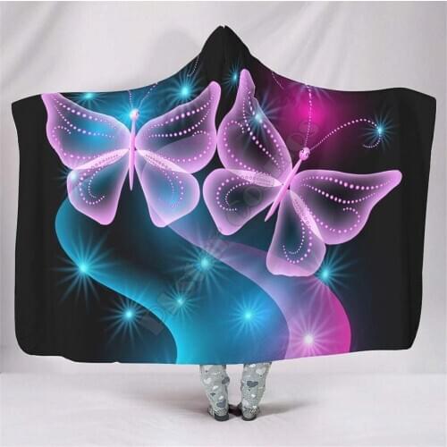 Butterfly Beautiful Breathable Hooded Blanket 3D Printed Wearable Blanket Adults kids Blanket blanket throw Drop Shipping 01