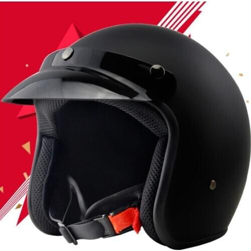 Cruiser Chopper Scooter Cafe Racing Vintage Motocross Motorcycle Helmet Matte Black Retro Vintage Style DOT Cascos Moto Casco
