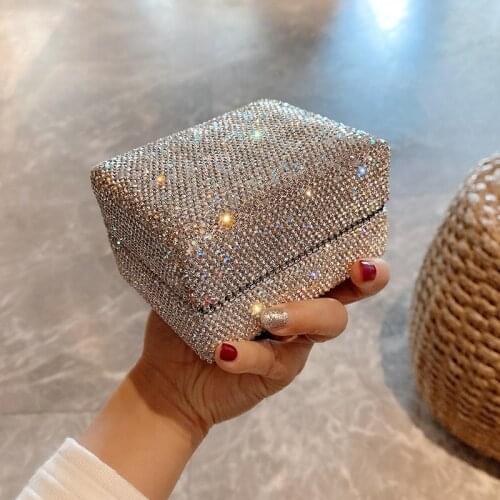 Luxury Diamond Jewelry Storage Box Sliver Bracelet Watch Necklace Gift Girlfriend Valentines Day Square Jewelry Box 8*11*6Cm