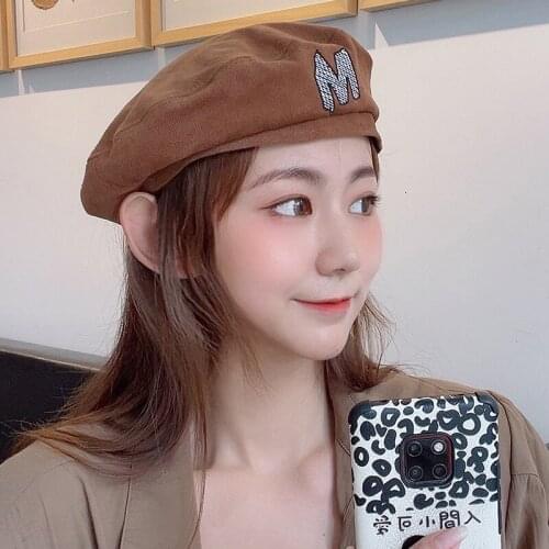 Hotsale Dropshipping Female Cotton beret hat Round Painter artist Caps Girl Women M embroider Pumpkin hats Gorros