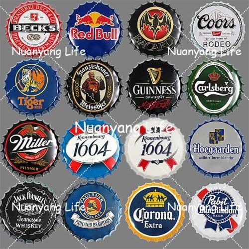 Bar Pub Club Beer Bottle Cap Metal Wall Plaques Retro Art Poster Metal Vintage Tin Signs Painting Ornaments Home Hotel Decor