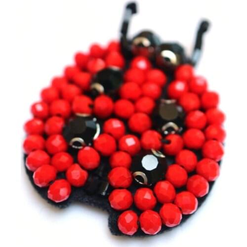 Cute bees ladybird animals patches 3D Handmade rhinestone beaded Patches for clothing DIY sew on parches embroidery appliques