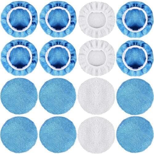 16 Packs Car Polisher Pad Bonnet Set(5 To 6 Inches) Including 12 Packs Microfiber Car Polishing Bonnet And 4 Packs Waxing Bonnet