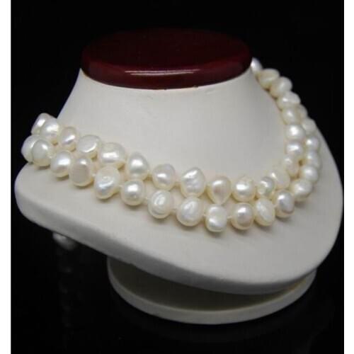 32" Long 8-9MM White Color Irregular pearl necklace